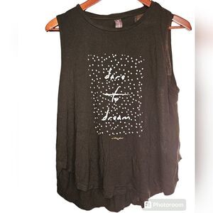 Betsey Johnson Performance Black Dare to Dream Spring Dot Graphic Muscle Tank XL